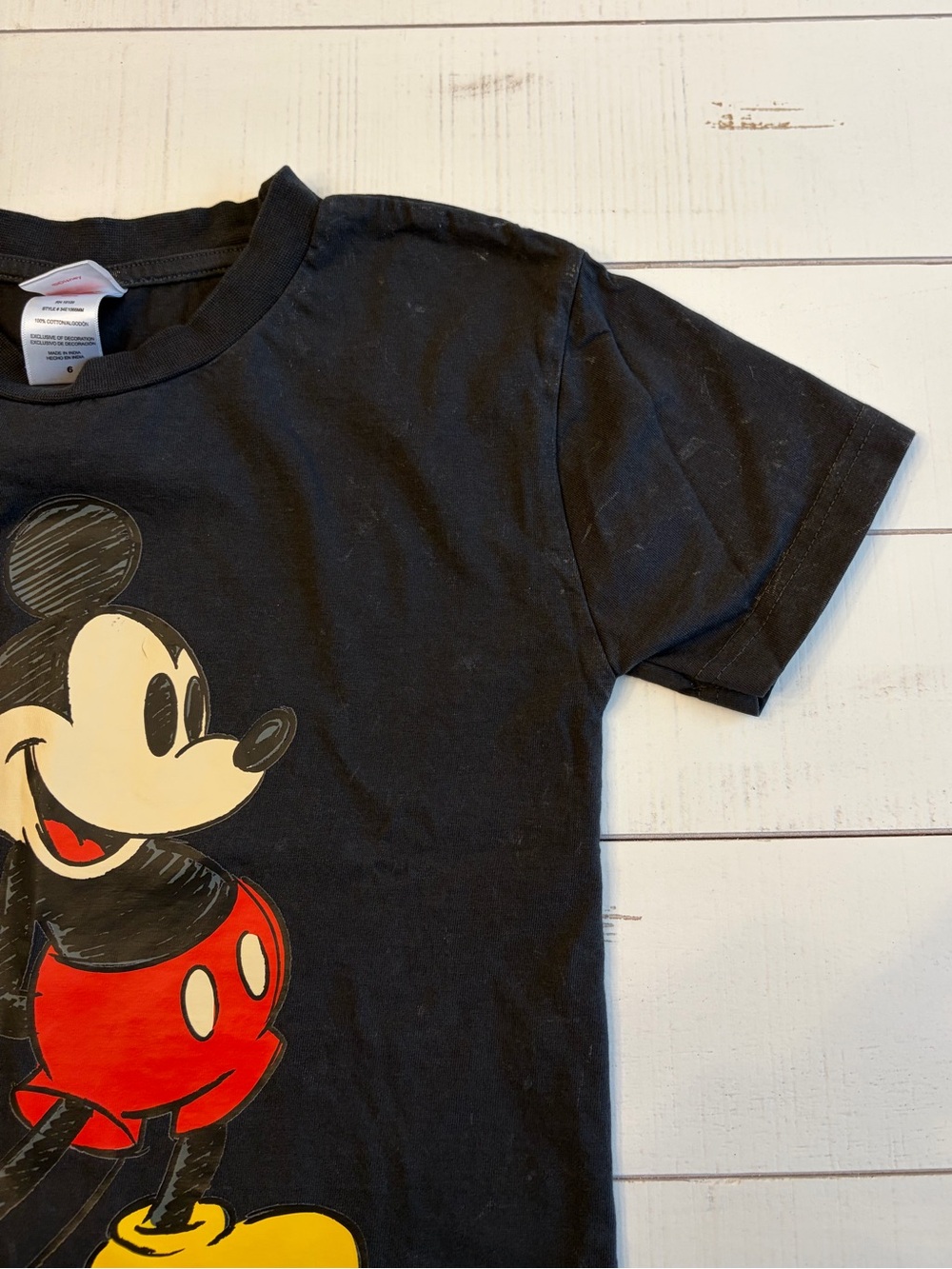 Disney Kids Black Wash 100% Cotton Mickey Mouse and Pluto Graphic T-shirt Boys 6 - Picture 8 of 13